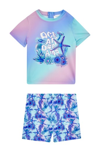 NEOPY - Neopy Kız Bebek Noli Şortlu Mayo Takım Kısa Kollu Güneş Korumalı UPF+50 - Mor (1)