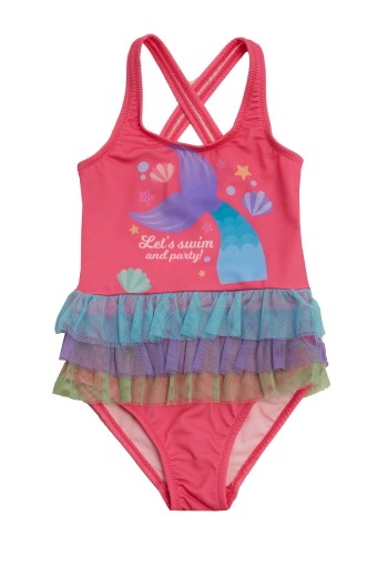 NEOPY - Neopy Kız Çocuk Como Çapraz Askılı Tül Detaylı Mayo - Pembe