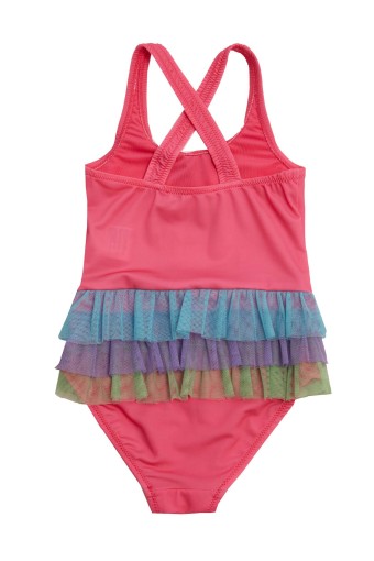 NEOPY - Neopy Kız Çocuk Como Çapraz Askılı Tül Detaylı Mayo - Pembe (1)