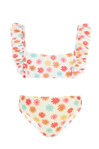 NEOPY - Neopy Kız Çocuk Ilena Bikini Takımı Fırfırlı Kol - Beyaz