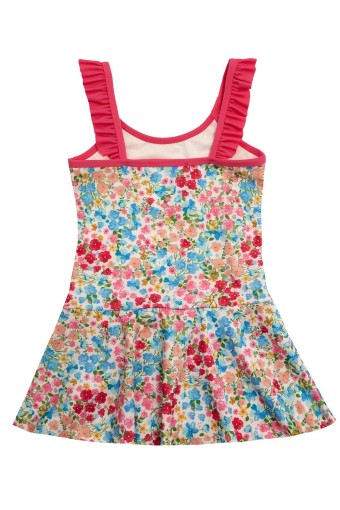 NEOPY - Neopy Kız Çocuk Korea Askılı Etekli Kız Renkli Mayo - Beyaz (1)