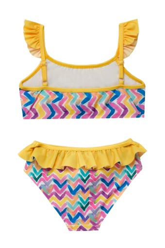 NEOPY - Neopy Kız Çocuk Steın Fırfır Detaylı Renkli Bikini - Beyaz (1)
