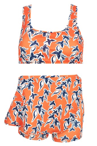 NEOPY - Neopy Kız Garson Jesse Şortlu Bikini Takım Envelop Etekli - Turuncu