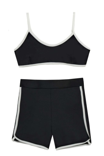 NEOPY - Neopy Kız Garson Landau Büstiyer Şortlu İkili Bikini - Siyah