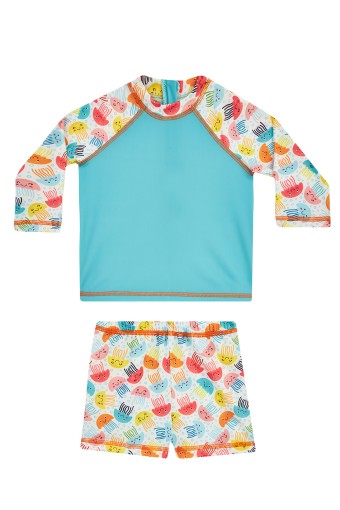 NEOPY - Neopy Unisex Bebek Asher Şortlu Mayo Takım Uzun Kollu UPF +50 - Turkuaz