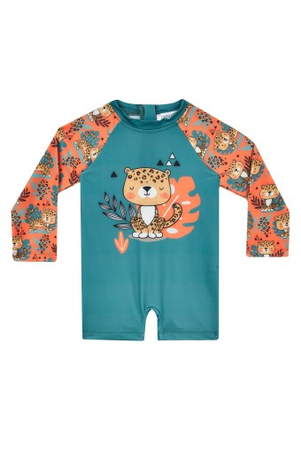 NEOPY - Neopy Unisex Bebek Carlo Şortlu Mayo Uzun Kollu UPF +50 - Haki Yeşili (1)