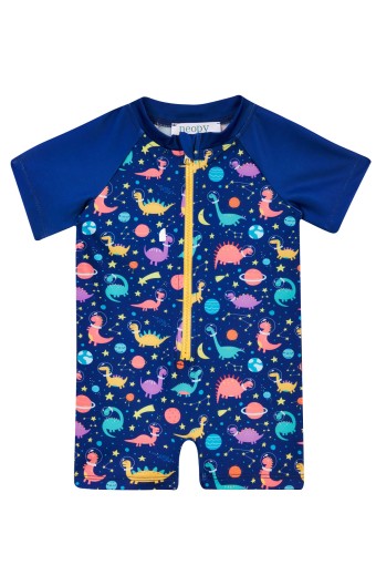 NEOPY - Neopy Unisex Bebek Merlin Şortlu Mayo Kısa Kollu Güneş Korumalı UPF+50 - Koyu Lacivert