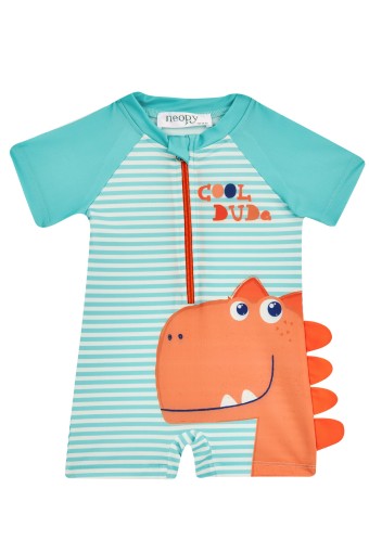 NEOPY - Neopy Unisex Bebek Şortlu Mayo Kısa Kollu Güneş Korumalı UPF+50 - Mint (1)