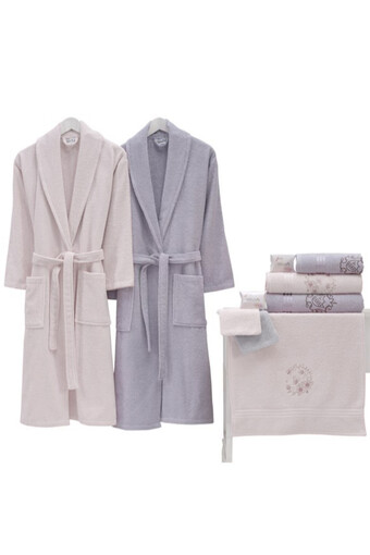 NURPAK - Nurpak Unisex Yetişkin Aile Bornoz Seti Bedesten 10 Parça (1)