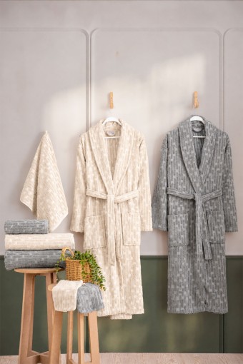 NURPAK - Nurpak Aile Bornoz Seti Kilim 8 Parça (1)