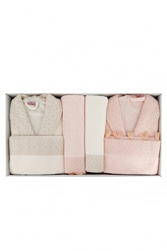 NURPAK - Nurpak SafirJakarlı 8 Parça Aile Bornoz Seti (1)