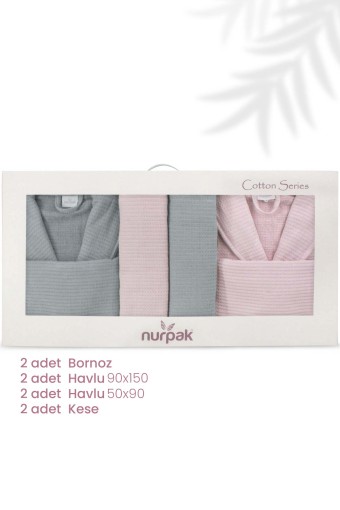 NURPAK - Nurpak Alinda 8 Parça Aile Bornoz Seti