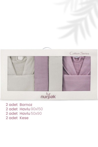 NURPAK - Nurpak Alinda 8 Parça Aile Bornoz Seti