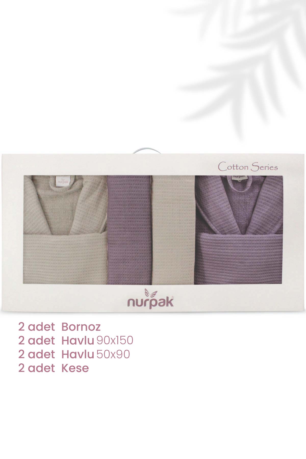 Nurpak Alinda 8 Parça Aile Bornoz Seti - Thumbnail