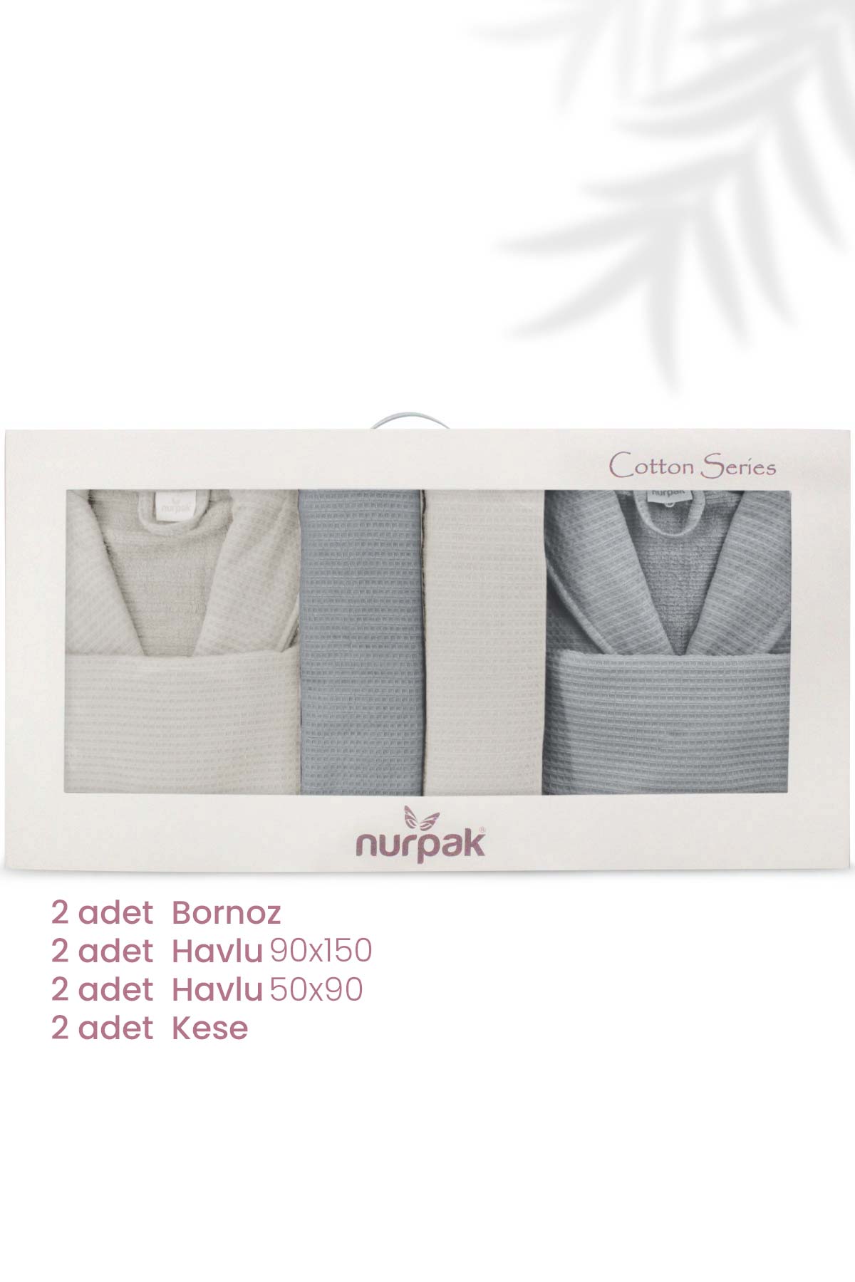 Nurpak Alinda 8 Parça Aile Bornoz Seti - Thumbnail