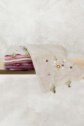 NURPAK - Nurpak Çisem Lüks Kadife Nakışlı Mutfak Havlusu 30x50