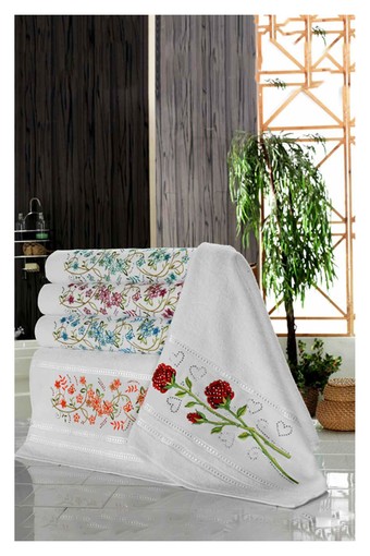 NURPAK - Nurpak El-Yüz Havlusu Dilan Nakışlı Taşlı 50x90