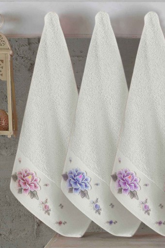 NURPAK - Nurpak El Yüz Havlusu Güldeste Jakarlı 3D Nakışlı 50x90 (1)