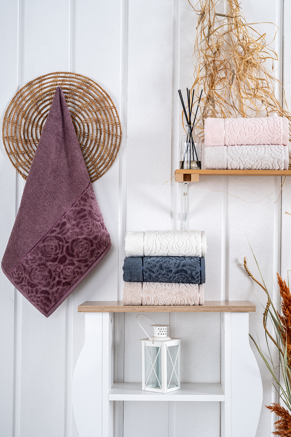 Nurpak El Yüz Havlusu Sevgi Jakarlı 50x90 - Thumbnail