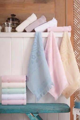 NURPAK - Nurpak El-Yüz Havlusu Etamin Bezli Kadife Saçaklı 50x90