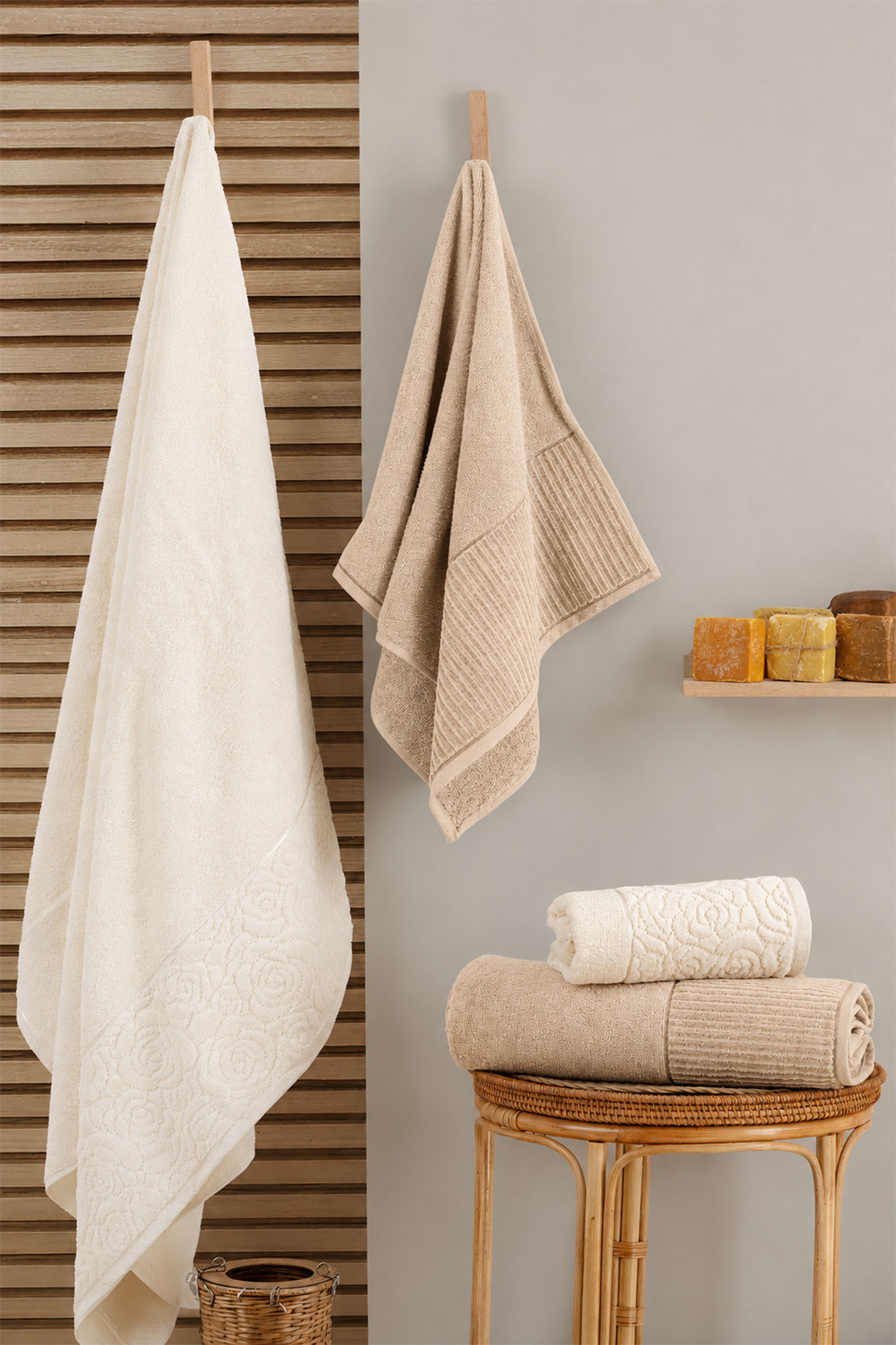 Nurpak Havlu Banyo Takımı Sevgi 50x90 90x150 - Thumbnail