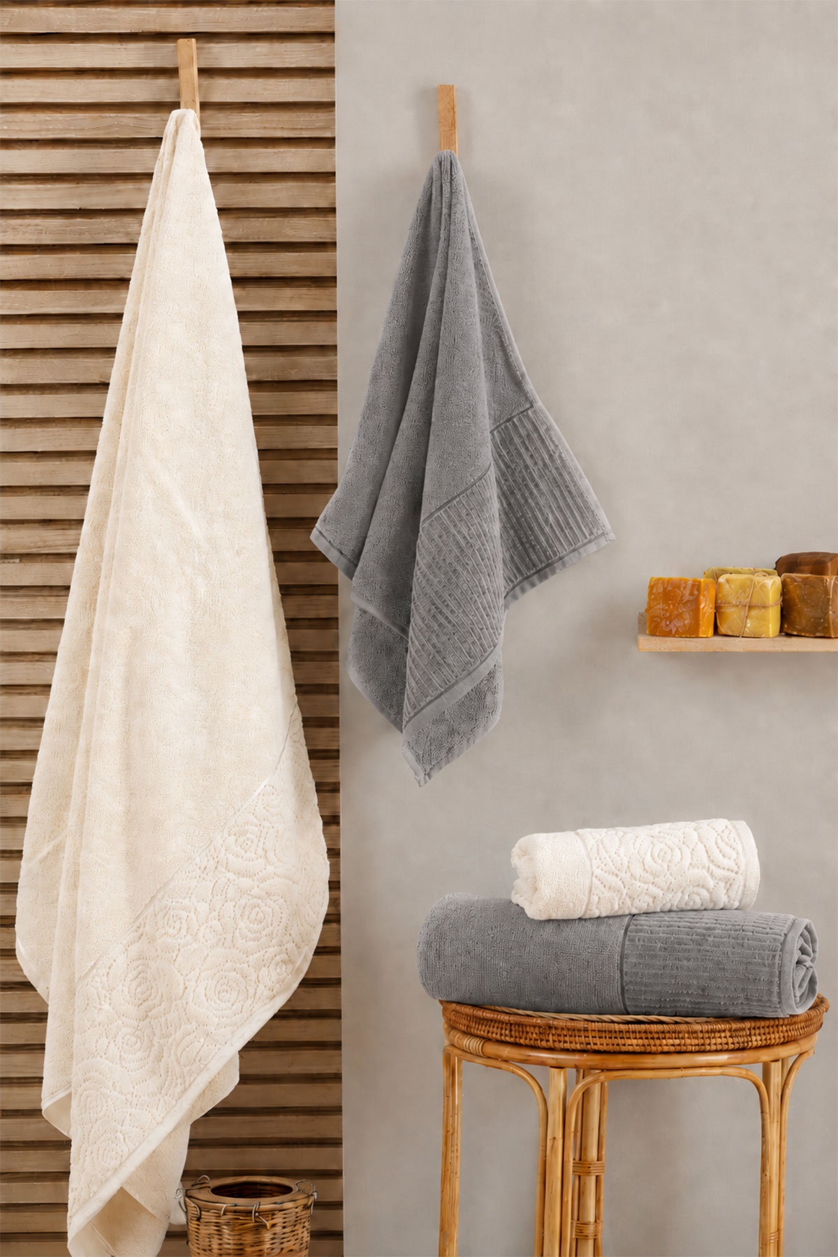 Nurpak Havlu Banyo Takımı Sevgi 50x90 90x150 - Thumbnail