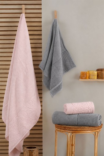 NURPAK - Nurpak Havlu Banyo Takımı Sevgi 50x90 90x150 (1)