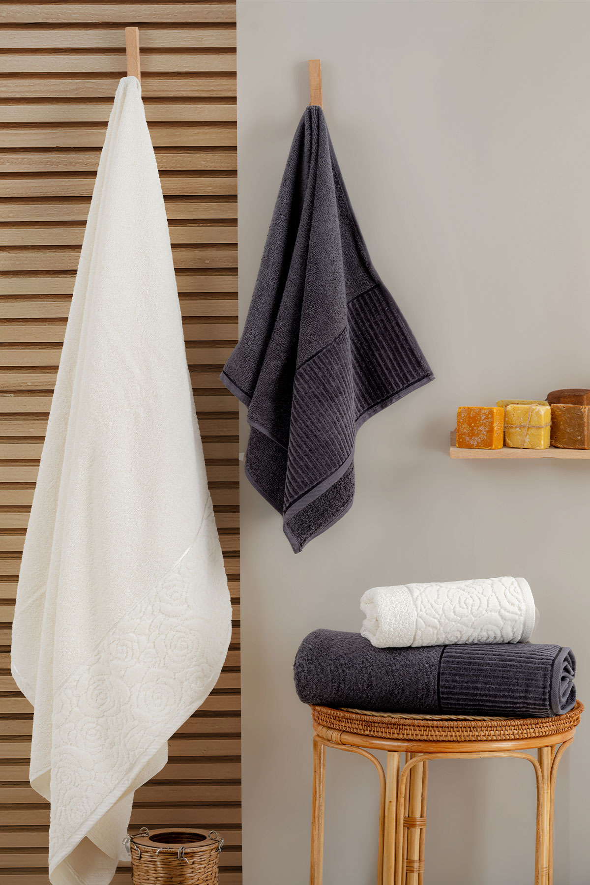 Nurpak Havlu Banyo Takımı Sevgi 50x90 90x150 - Thumbnail