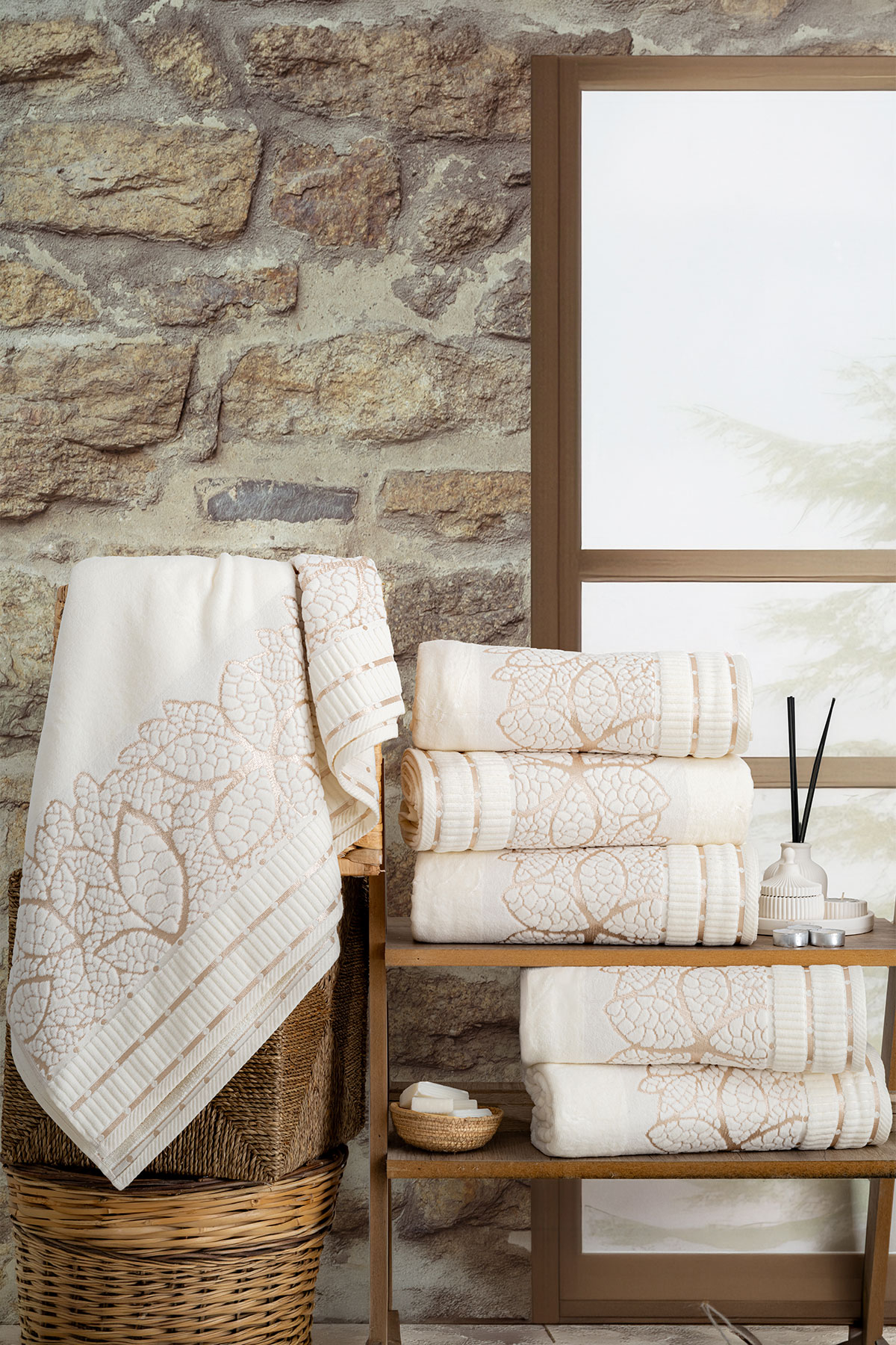 Nurpak Unisex Banyo Havlusu Yaprak 90x150 - Thumbnail