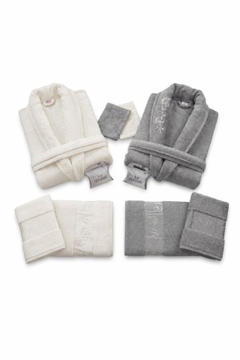 NURPAK - Nurpak Unisex Yetişkin Aile Bornoz Seti Bambu 10 Parça (1)