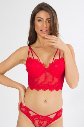 NURTEKS - Nurteks Kadın Fantezi Destekli Büstiyer Takım Güpürlü Push-Up (1)