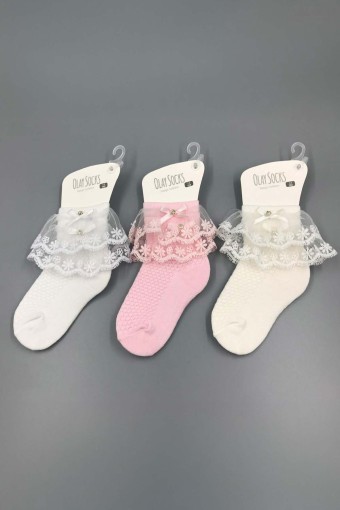 OLAY-KOŞAR - Olay Kız Çocuk Dantelli Soket Çorap (1)
