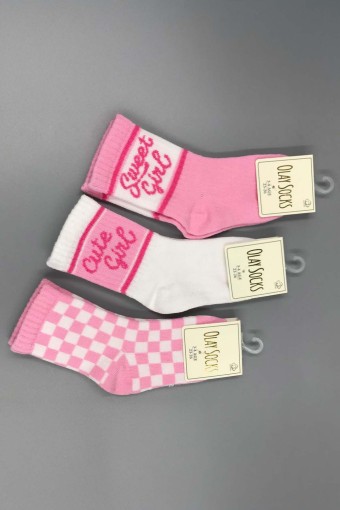 OLAY-KOŞAR - Olay Kız Çocuk Desenli Pamuk Çorap (1)