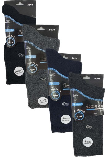 OZMEN - Özmen Erkek Şeker Çorabı Pamuklu Diyabetik Dikişsiz Soft Desenli (1)