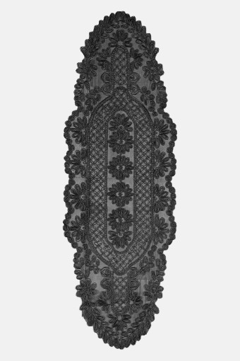 PALET  ÇEYİZ - Palet Çeyiz Runner Ortası Şerit Çiçekli Kenarları Çiçekli 3 'Lü