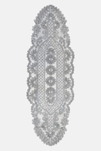 PALET  ÇEYİZ - Palet Çeyiz Runner Ortası Şerit Çiçekli Kenarları Çiçekli 3 'Lü (1)