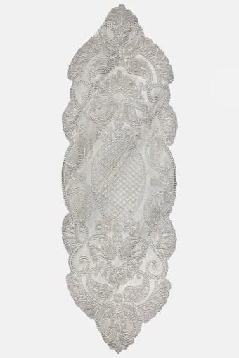 PALET  ÇEYİZ - Palet Çeyiz Runner Ortası Yuvarlak İçi kareli Kenarları Çiçekli 3 'Lü