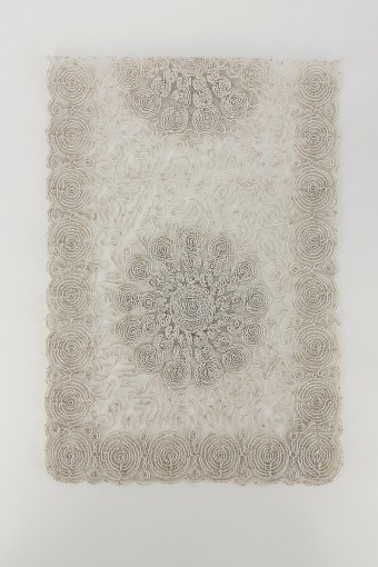 PALET  ÇEYİZ - Palet Çeyiz Runner Örümcek Desen Altın Simli Dikdörtgen