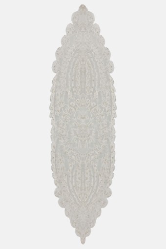 PALET  ÇEYİZ - Palet Runner Ortası Oval Çiçekli Simli (1)