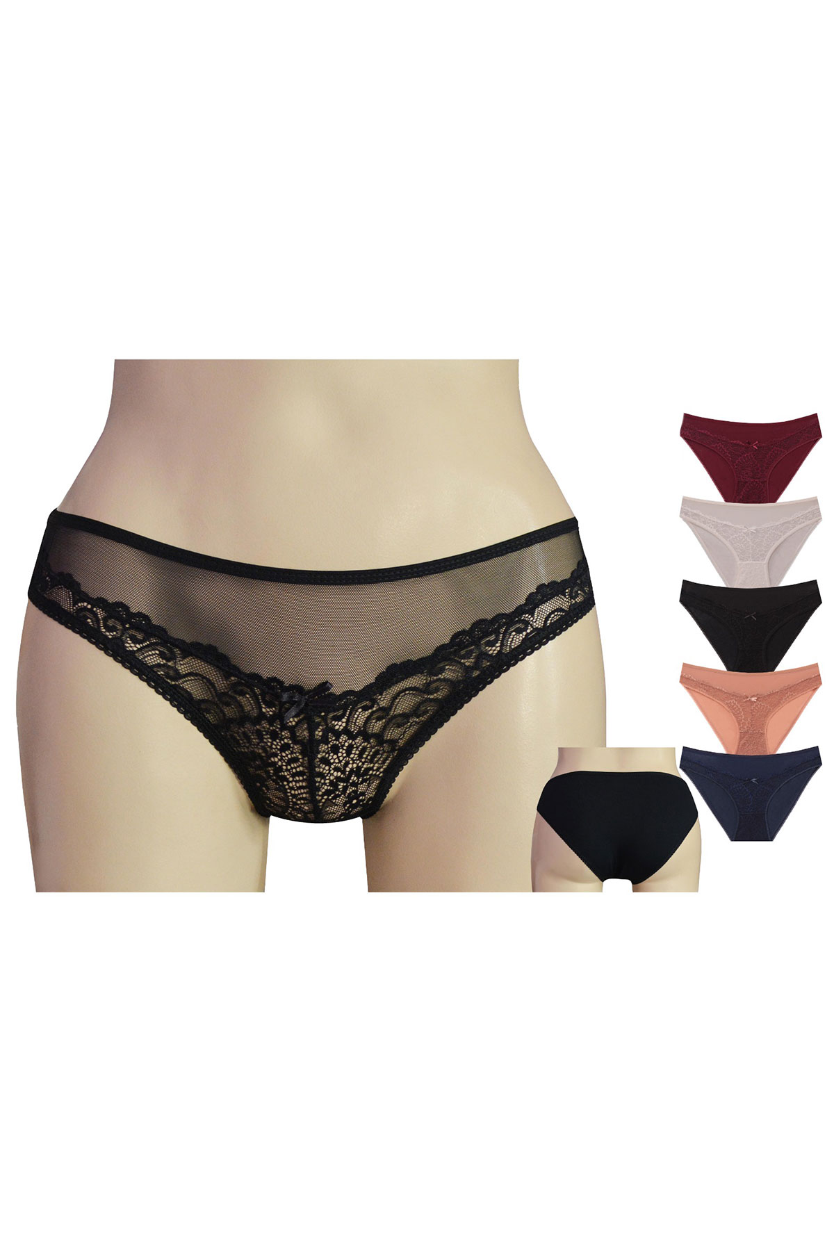 Papatya Helena Paris Kadın Bikini Külot Arka Pamuk Ön Dantel - Thumbnail