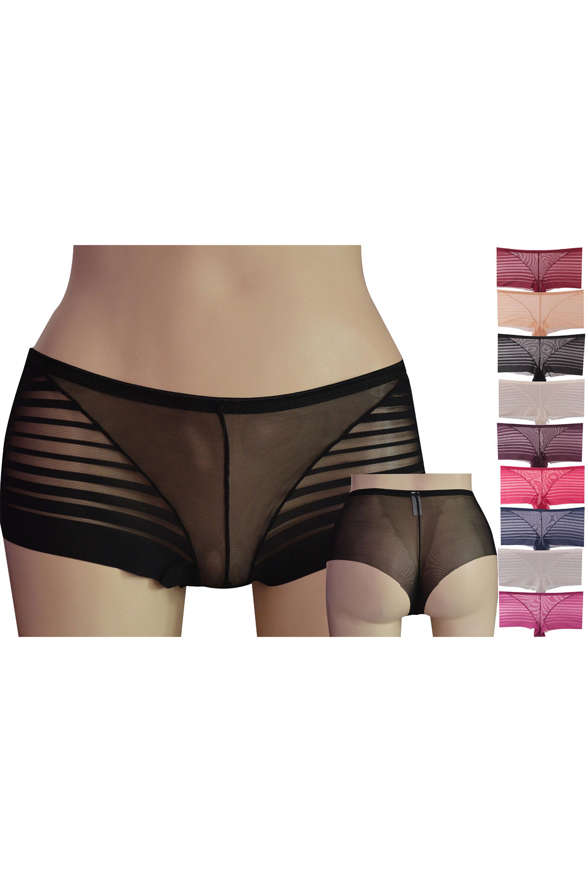 Papatya Helena Paris Kadın Boxer Ön Orta Tül Yanlar Transparan - Thumbnail