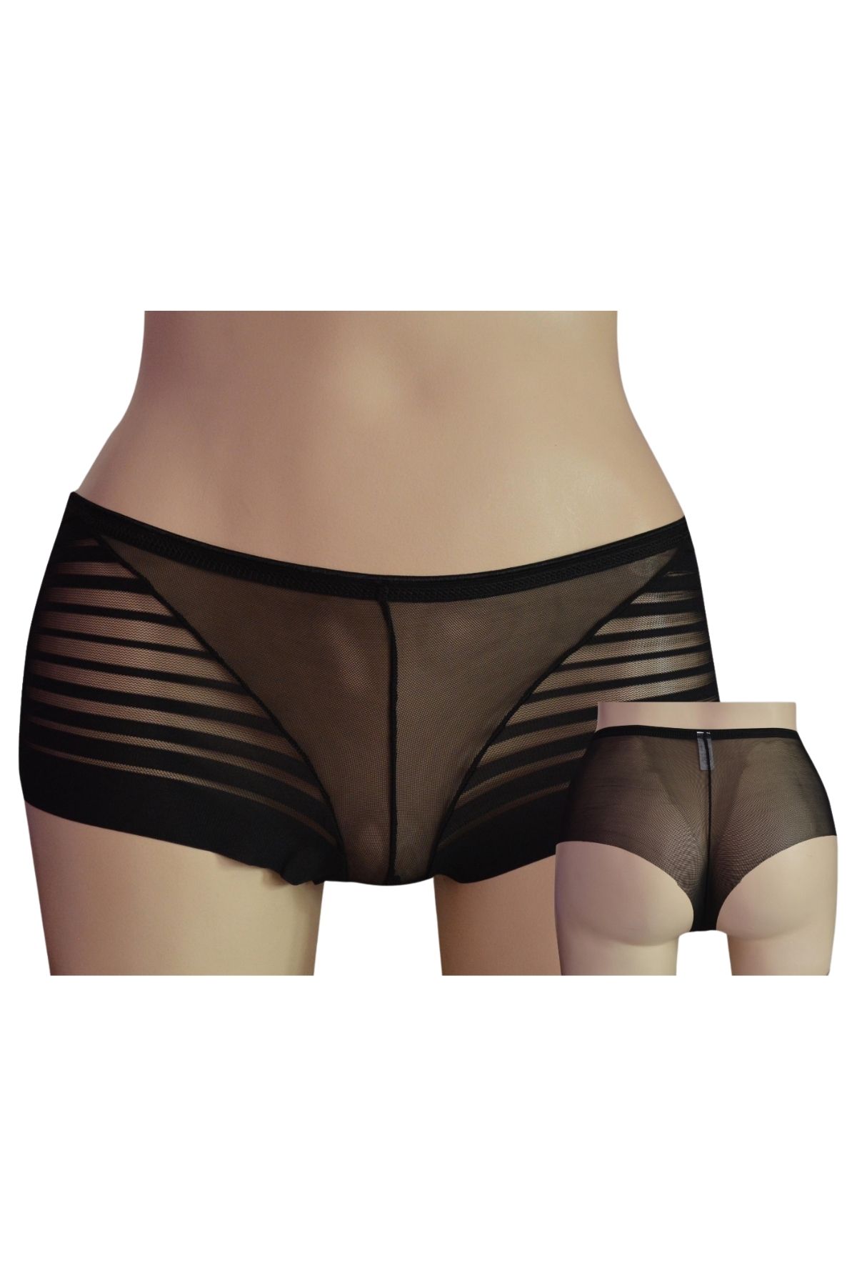 Papatya Helena Paris Kadın Boxer Ön Orta Tül Yanlar Transparan - Thumbnail