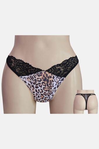 PAPATYA-DR.BUNGY - Papatya Helena Paris Kadın Tanga Külot Lazer Kesim Leopar Yan Dantel Arka Tül (1)