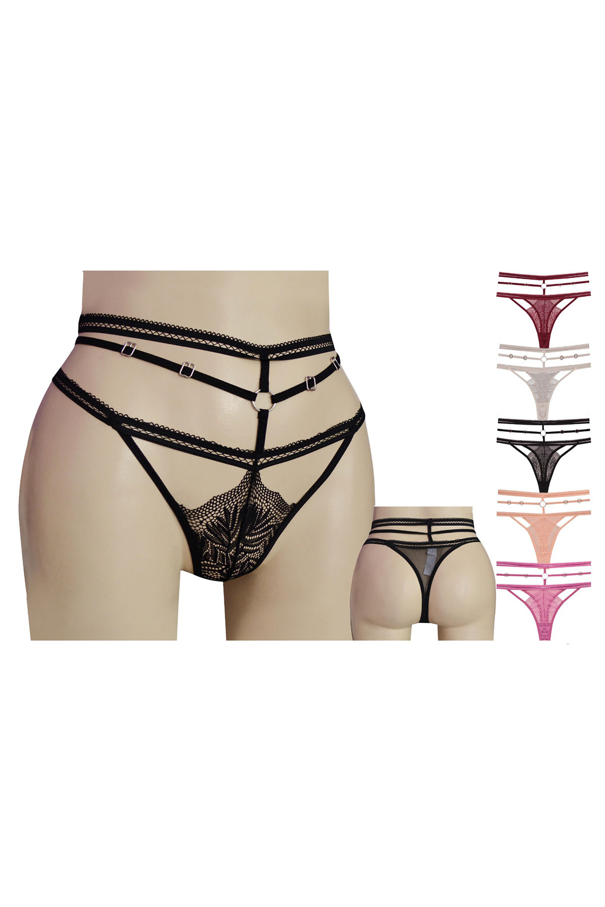 Papatya Helena Paris Kadın Tanga Külot Ön Bant Arka Tül İpli - Thumbnail