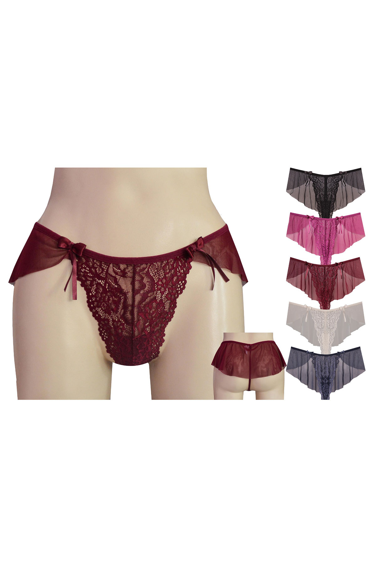 Papatya Helena Paris Kadın Tanga Külot Ön Orta Bant Arka Etek Tül - Thumbnail