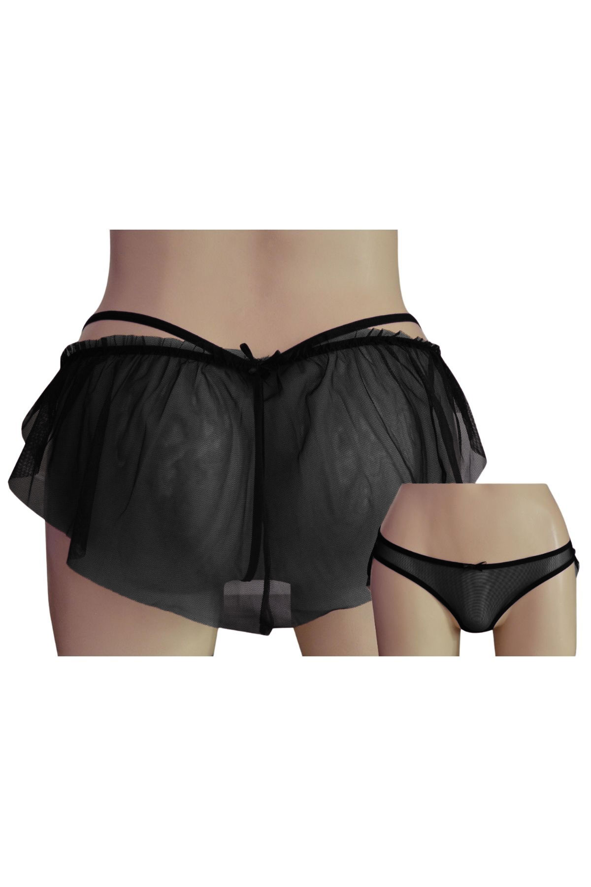 Papatya Helena Paris Kadın Tanga Külot Ön Tül Arka Üst Açık Etek Tül - Thumbnail