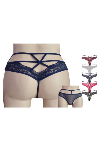 PAPATYA-DR.BUNGY - Papatya Helena Paris Kadın Tanga Külot Ön Tül Arka Yan Çapraz Bant