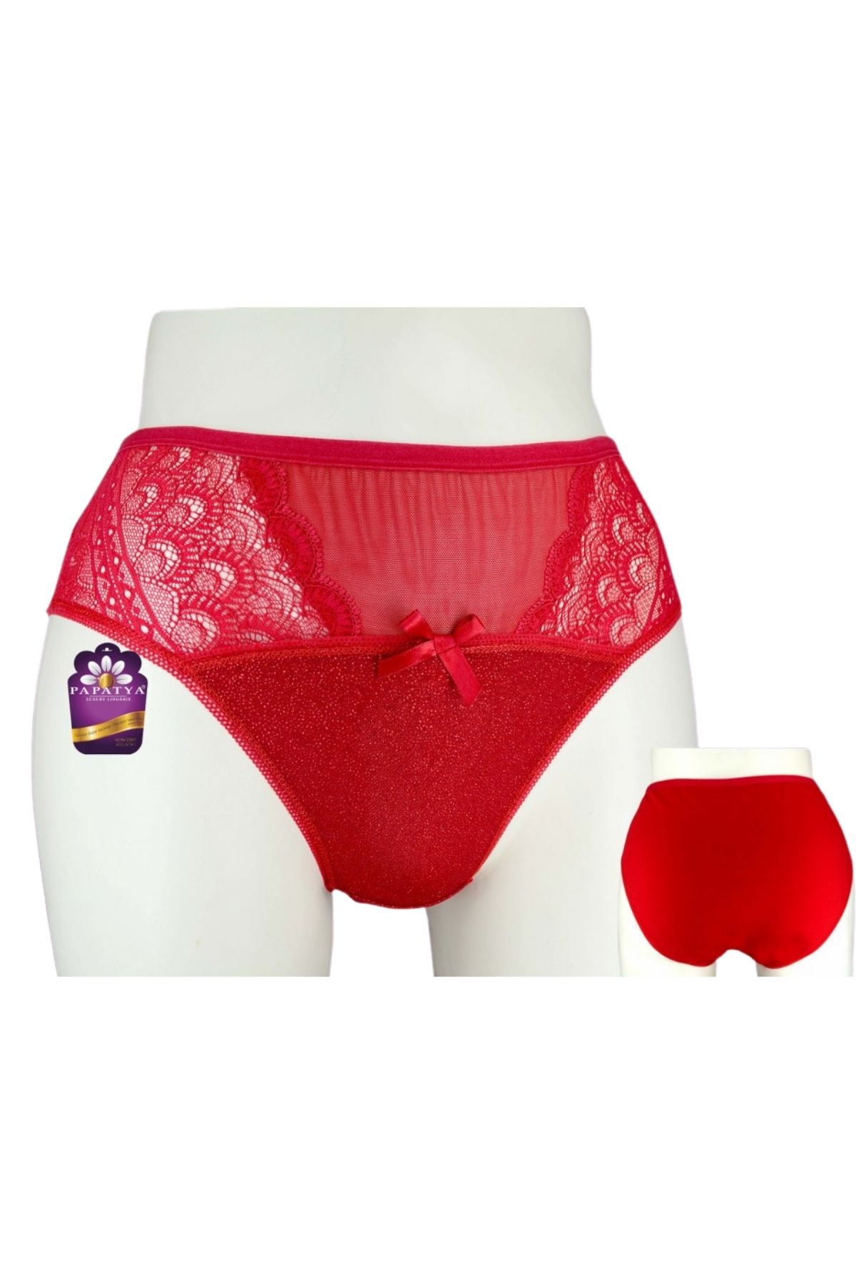 Papatya Kadın Bato Külot Ön Yan Bant Alt Simli Arka Pamuk - Thumbnail