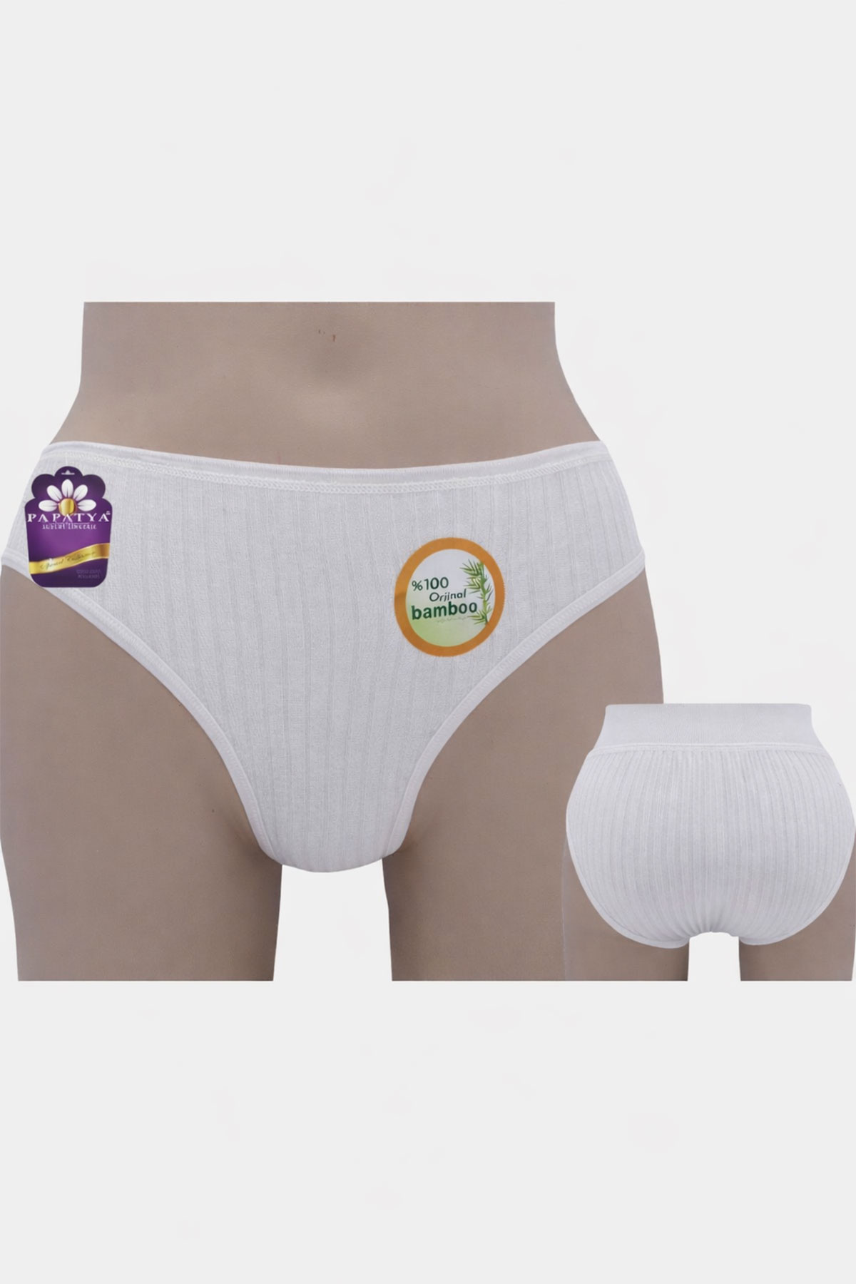 Papatya Kadın Bikini Külot Komple Raporlu Bambu - Thumbnail