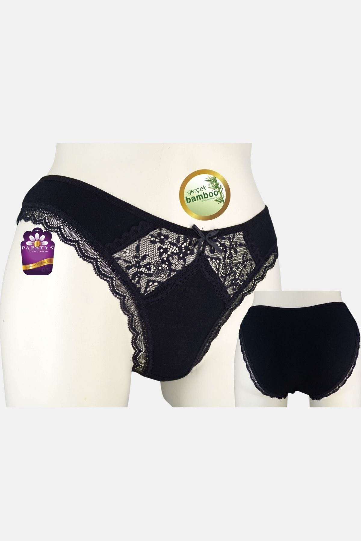 Papatya Kadın Bikini Külot Ön Orta Bant Alt Arka Bambu - Thumbnail